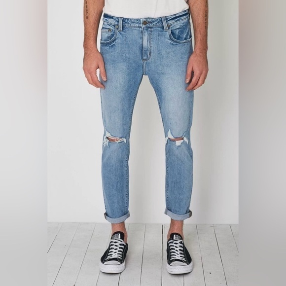ROLLA'S Other - Rolla’s Slim Rollies Bold Blue Destroy Men Distressed Jeans Size 30